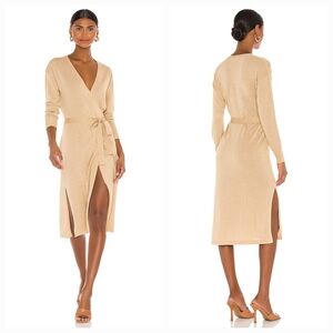 Lovers and Friends Azita Wrap Dress in Gold